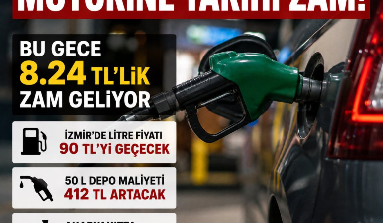 İzmir’de motorin fiyatına 8,24 TL’lik zam