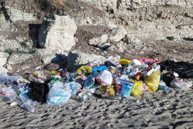 Dikili'de Koyda Çöpler Kıyıya Bırakıldı