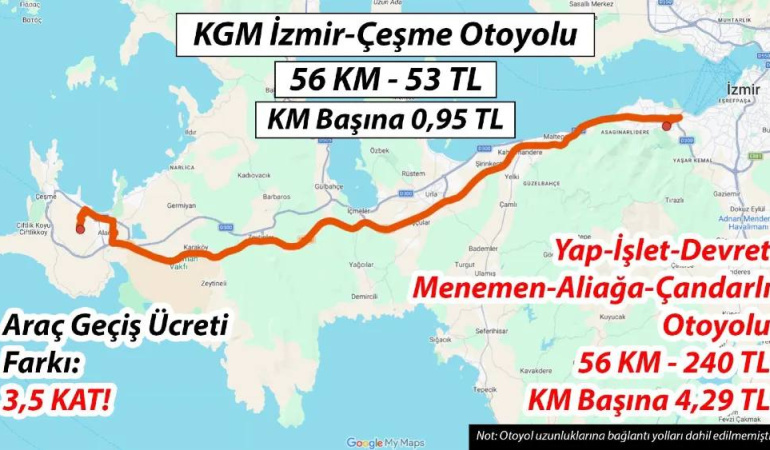 Deniz Yavuzyılmaz: İzmir-Çeşme Otoyolu’nun özelleştirilmesi geçiş ücretini 235 TL’ye çıkarabilir