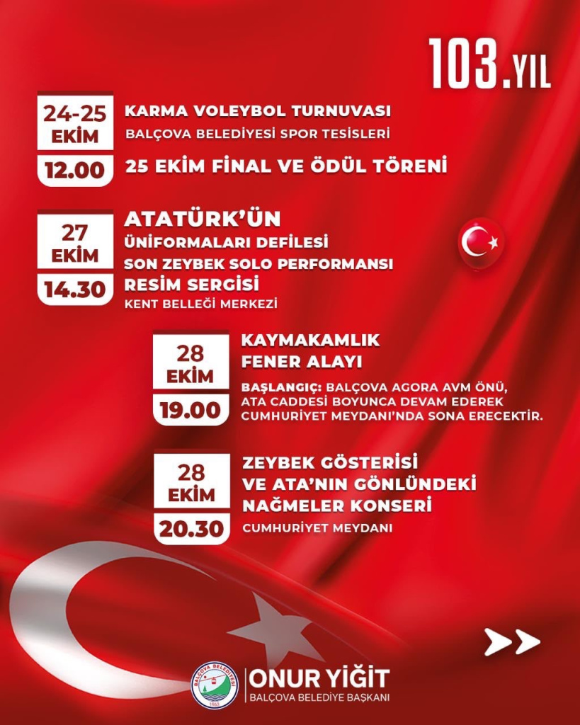 BALÇOVA’DA CUMHURİYET COŞKUSU SOKAKLARA TAŞACAK