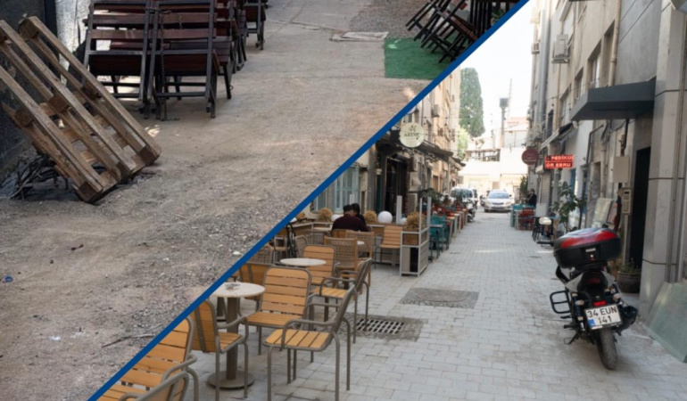 Kıbrıs Şehitleri Caddesi’nde zemin yenileme çalışmaları devam ediyor